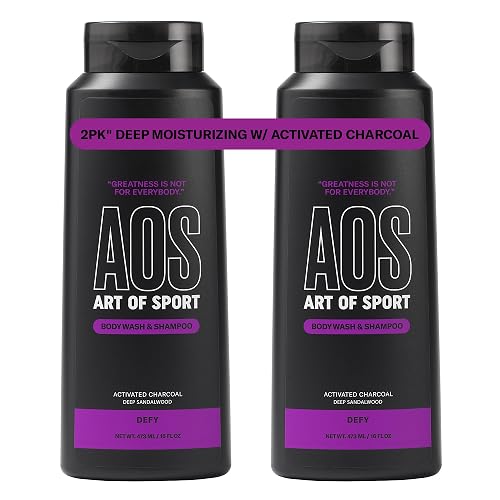 Art of Sport Men’s 2-in-1 Body Wash and Shampoo with Charcoal Activated, Sandalwood Fragrance, Made for Athletes, Defy Scent, 16 fl oz (Pack of 2) Beauty & Personal Care Art of Sport
