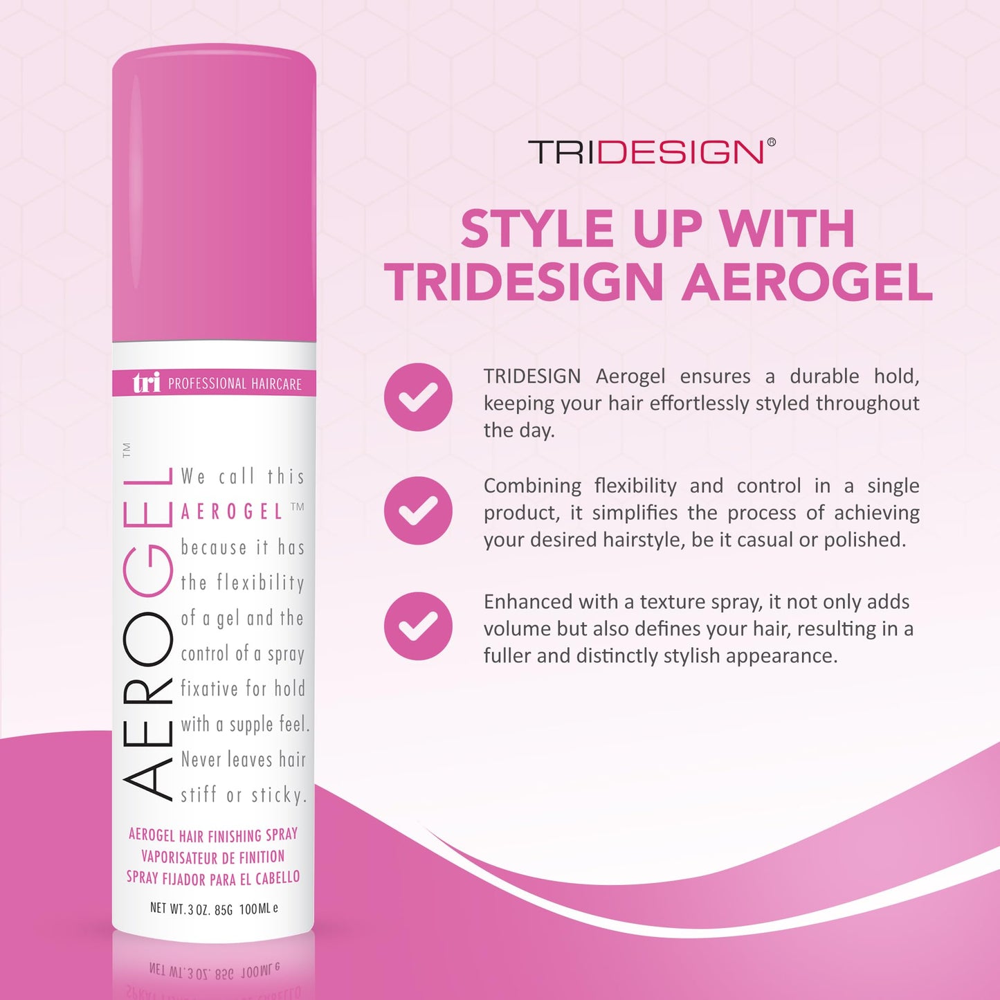 TRI Design Aerogel Hairspray - Strong Hold Hair Finishing Spray for Volumizing & Control, Flexible Styling for All Hair Types, Non-Sticky and Scented Beauty & Personal Care TRIDESIGN