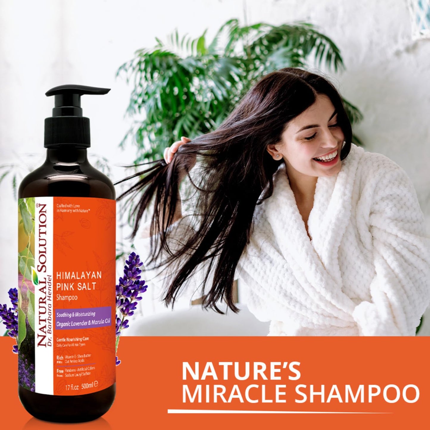 Natural Solution Shampoo with Organic Lavender & Marula Oil, Infused with Himalayan Pink Salt - Soothing, Moisturizing Daily Care for All Hair Types Beauty & Personal Care Natural Solution
