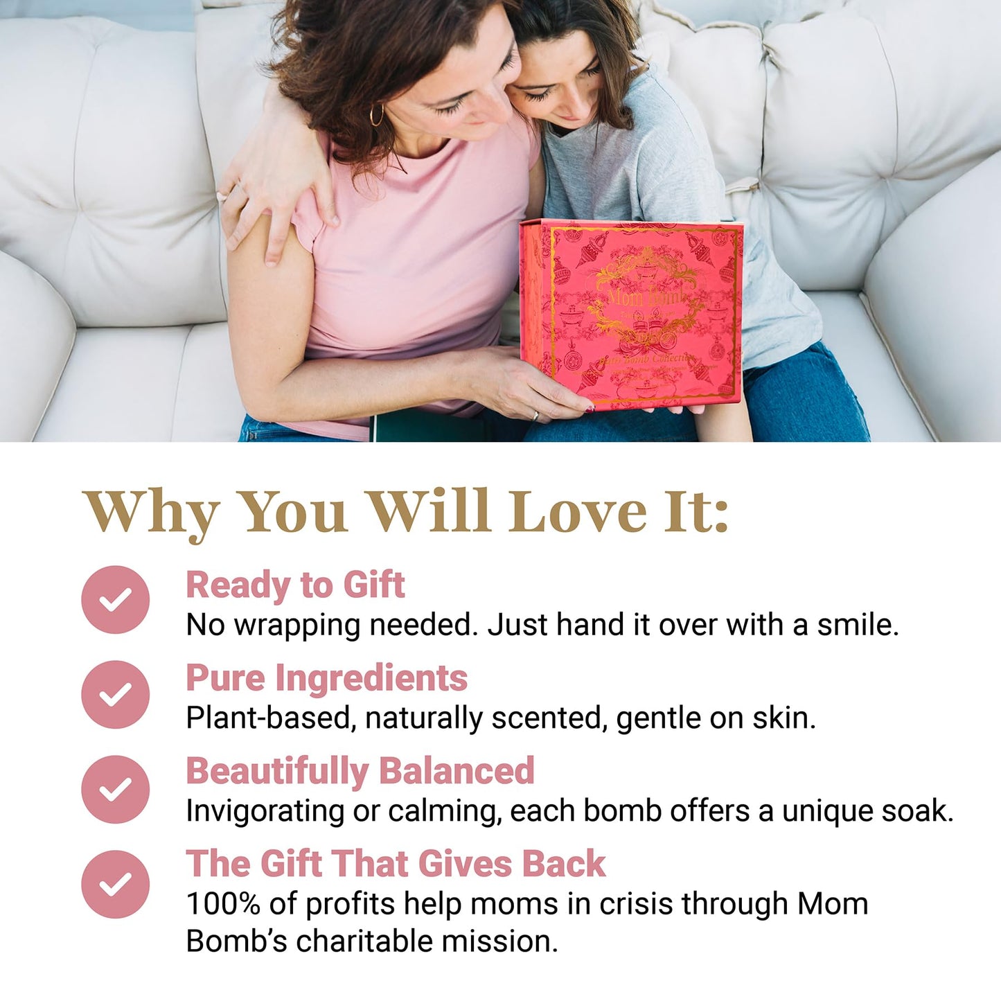 Mom Bomb Bath Bomb Gift Set (4) - Mistletoe Kisses, Peppermint Cocoa, Fireside Dreams & Warm Apples - Essential Oils, Plant-Based Scents - Made in USA Beauty and Personal Care Mom Bomb