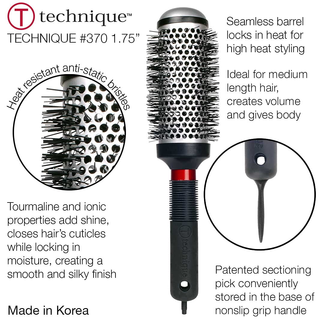 Cricket Technique Thermal Hair Brush #370 1.75” for Blow-Drying, Curling, and Styling - Heat-Retaining Barrel with Anti-Static Tourmaline Bristles Beauty & Personal Care Cricket