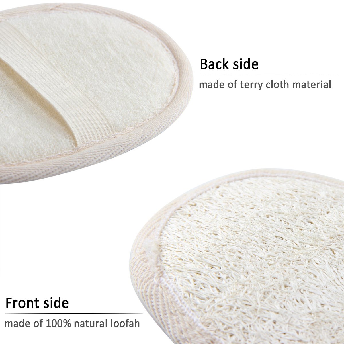 Madholly 4 Packs Exfoliating Loofah Sponge Pads, Natural Luffa Material Loofah Sponge for Men and Women, Perfect for Bath Shower and Spa Beauty and Personal Care Madholly