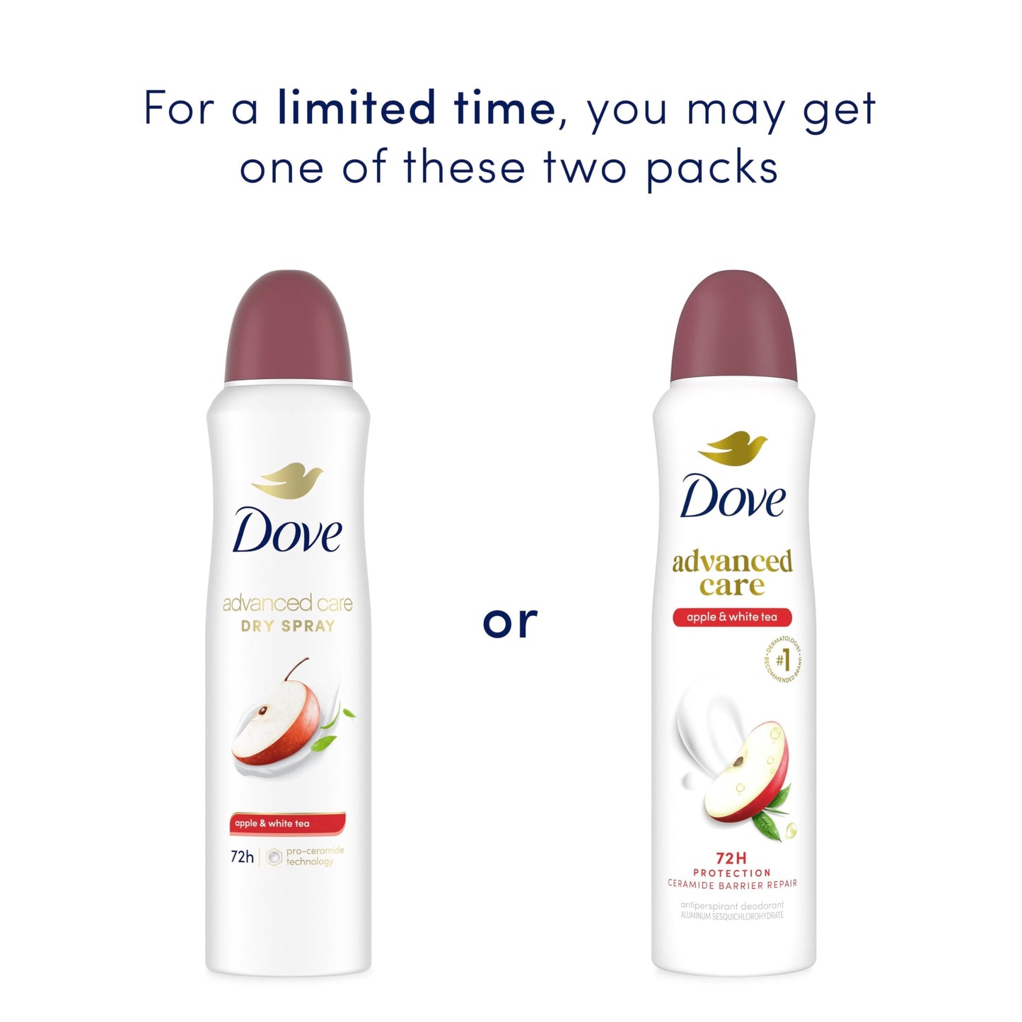 Dove Advanced Care Antiperspirant Deodorant Spray Apple & White Tea Antiperspirant deodorant to help skin barrier repair by boosting skin's ceramide Beauty and Personal Care Dove