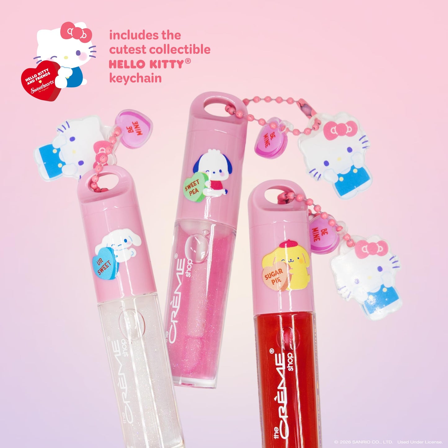 The Crème Shop x Hello Kitty & Friends x Sweethearts Tinted Lip Oil with Jojoba Oil for Lasting Hydration, Lip Oil on Keychain with Hello Kitty Charm Beauty & Personal Care The Crème Shop