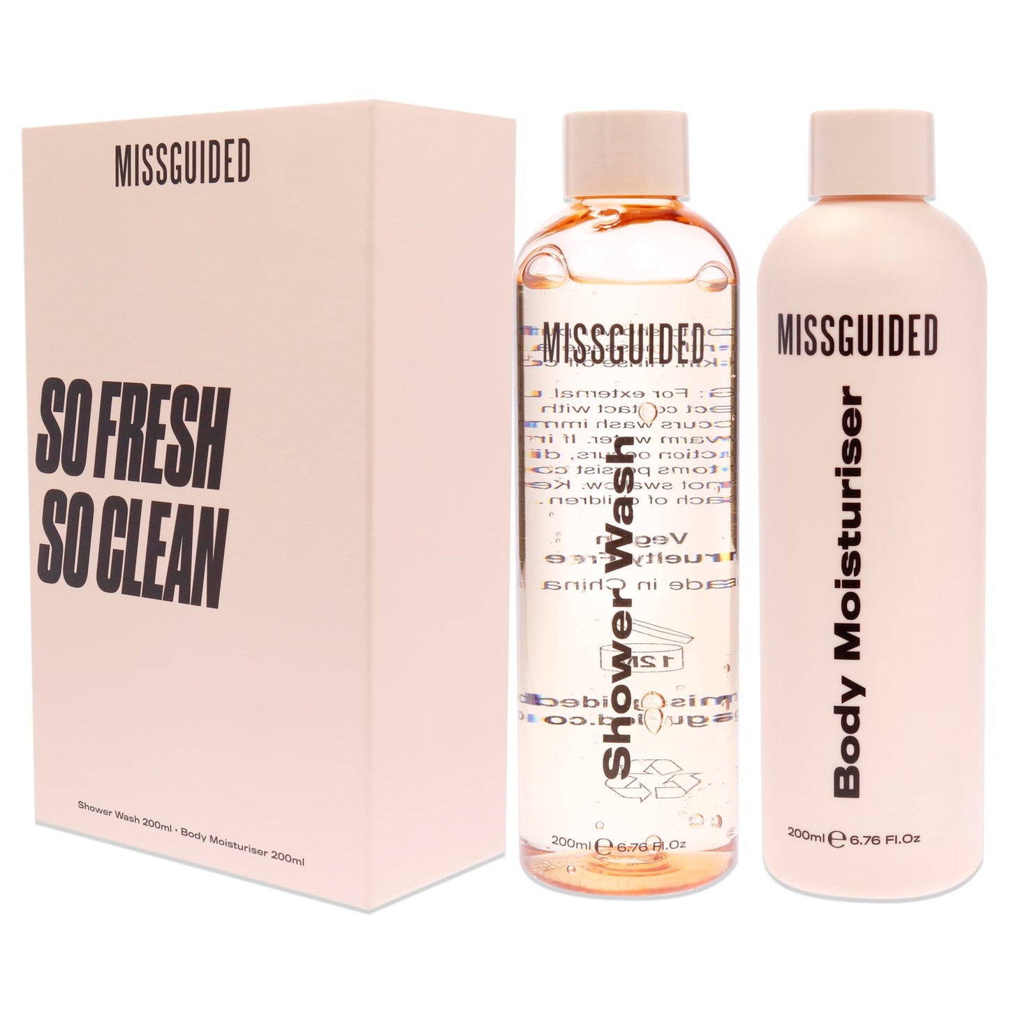 MISSGUIDED So Fresh So Clean Set for Women - 2 Pc 6.76oz Shawer Wash, 6.76oz Body Moisturizer Beauty and Personal Care MISSGUIDED