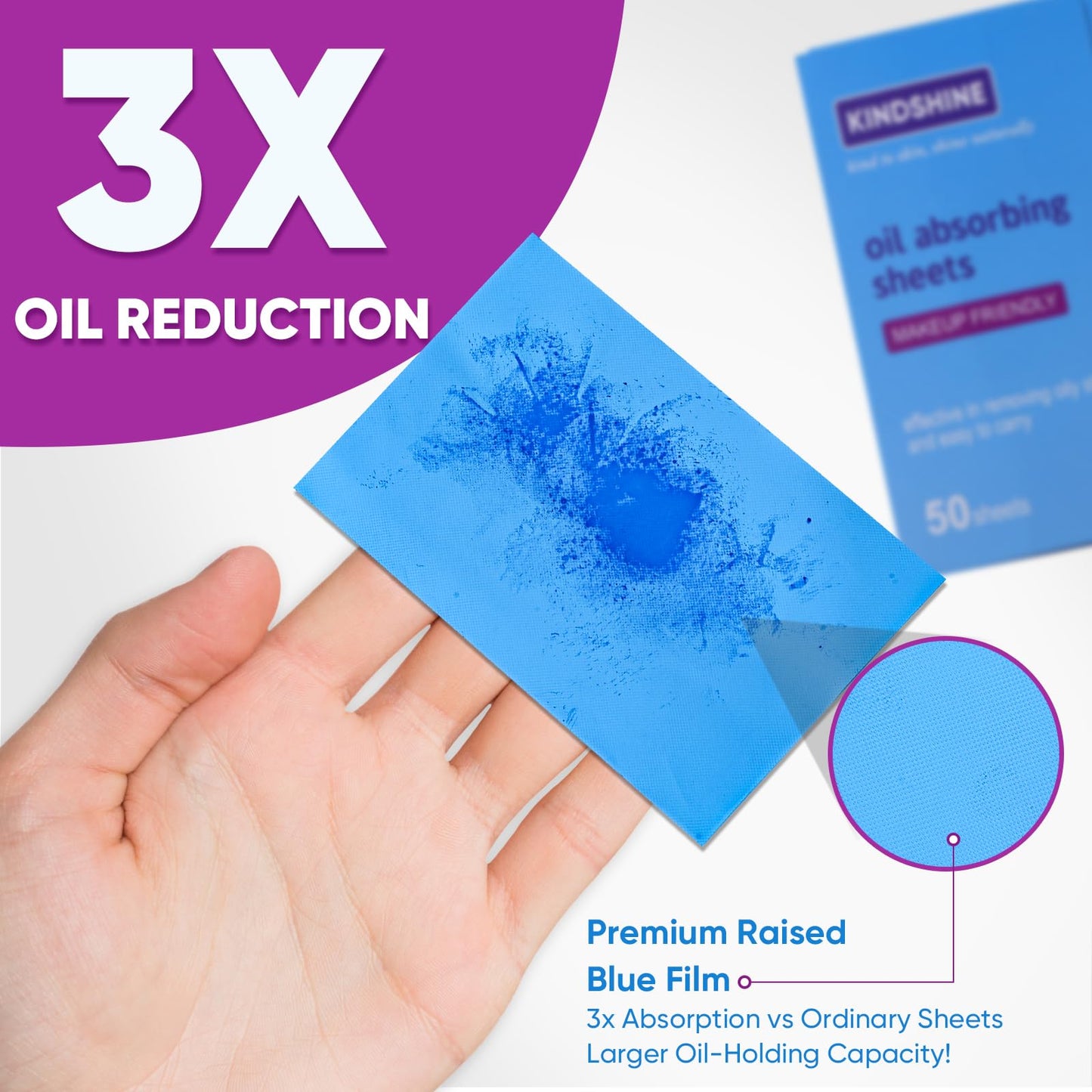 KINESHINE 100P High-Performance Oil Absorbing Sheets for Face - Makeup Friendly Blotting Papers for Oily Skin - Oil Blotting Sheets for Face, Portable Beauty and Personal Care kindshine