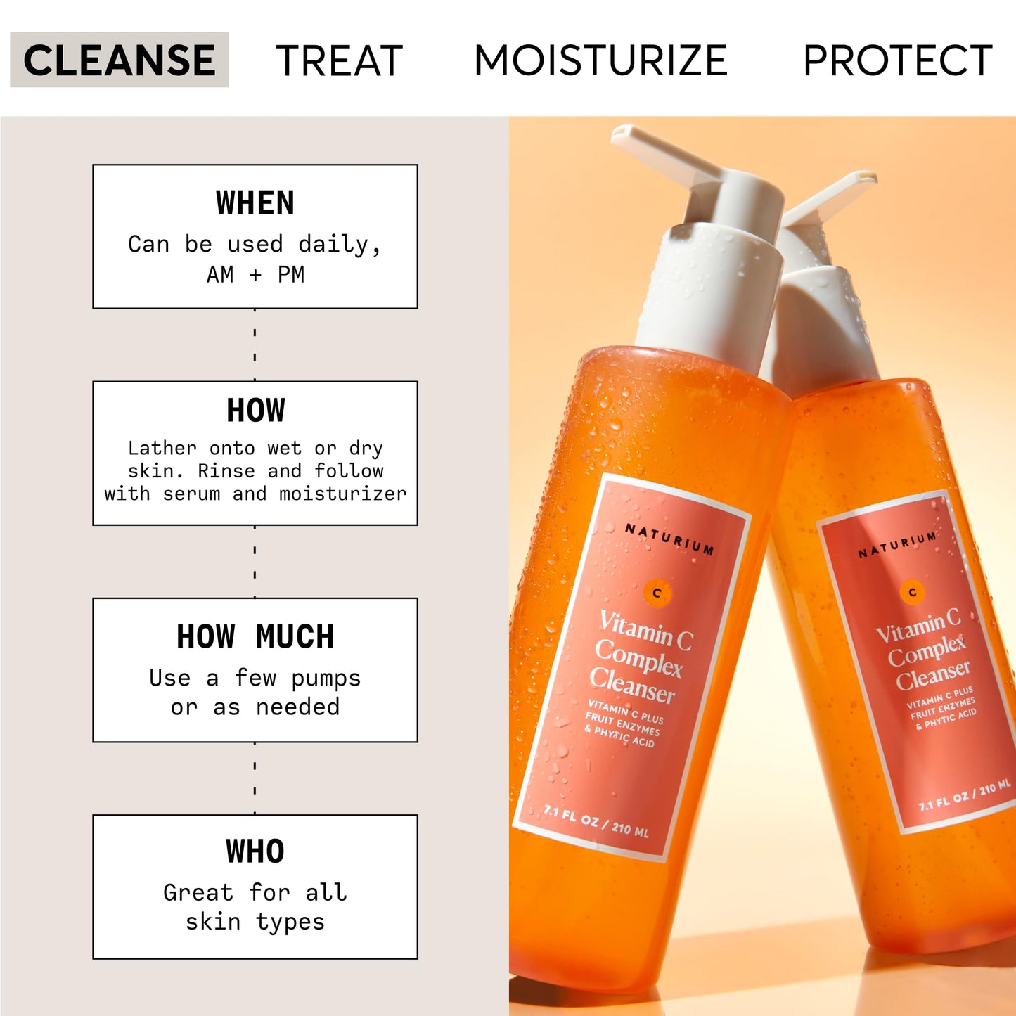 Naturium Vitamin C Complex Cleanser, Gently Exfoliating & Deeply Cleansing Foaming Face Wash Gel with Phytic Acid & Fruit Enzymes, 7.1 oz Beauty & Personal Care Naturium