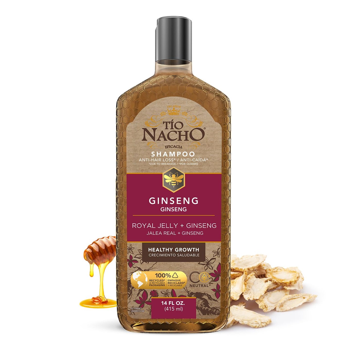 Tio Nacho Ginseng Shampoo with Royal Jelly, Herbal Hair Growth Shampoo for Stronger, Healthier Hair, Ginseng and Natural Extracts for Nourished Beauty & Personal Care Tio Nacho