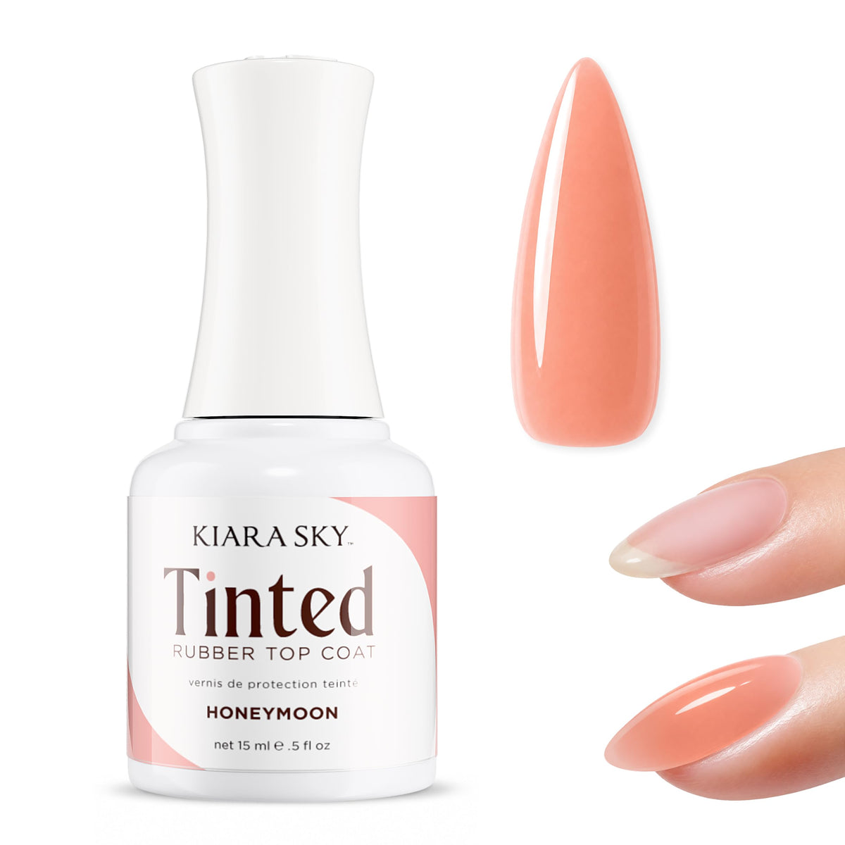 KIARA SKY Tinted Rubber Top Coat - 3-in-1 Gel Rubber Base, Color & No-Wipe Top Coat, Buildable Sheer, Chrome-Ready, 28+ Day Wear, LED Soak-Off