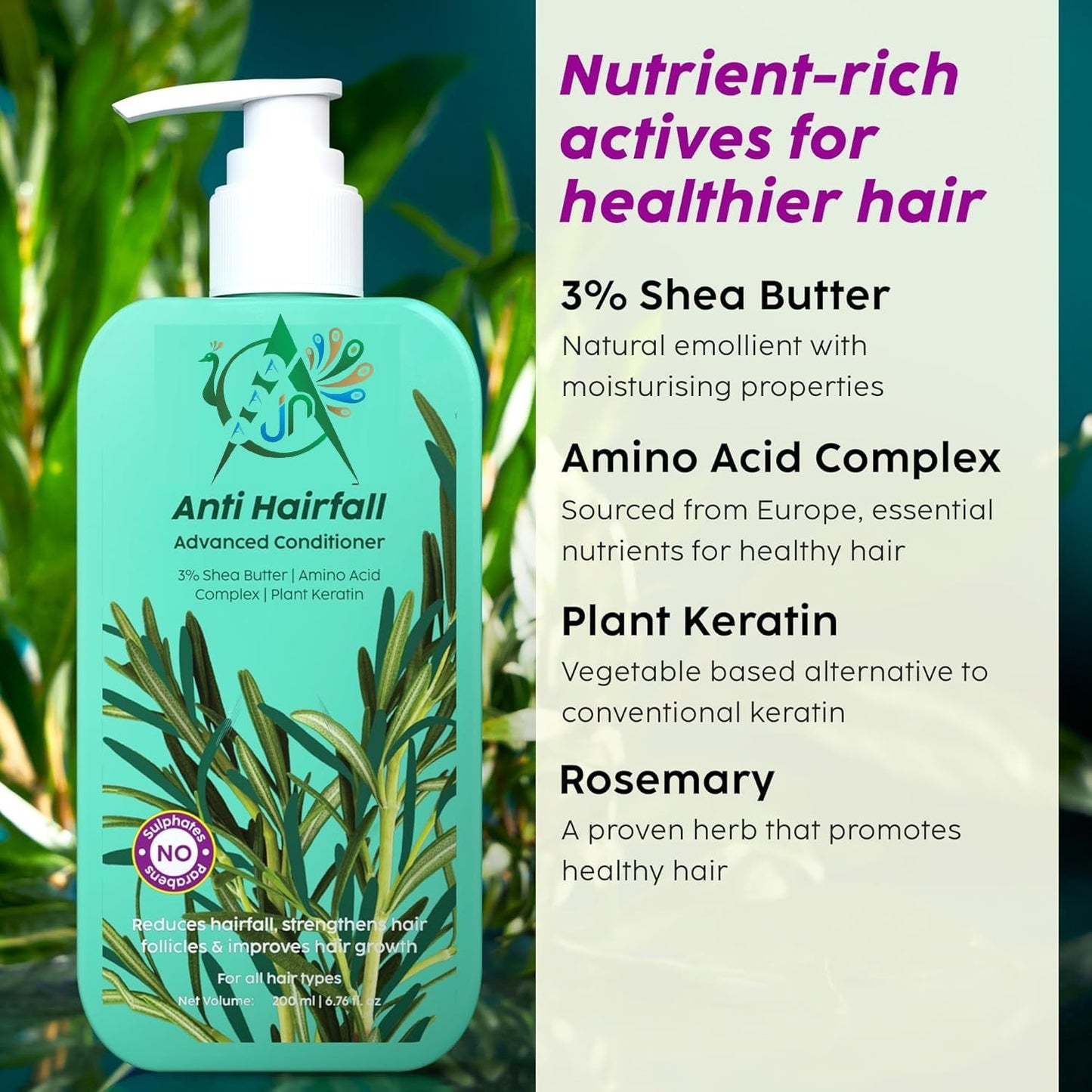 AAA JN Anti Hair Loss Shampoo and Conditioner Set | Reduces Hair Fall & Breakage | Herbal Formula for Smooth, Shiny, Nourished Hair | 200ml (2 Piece Beauty & Personal Care AAA JN