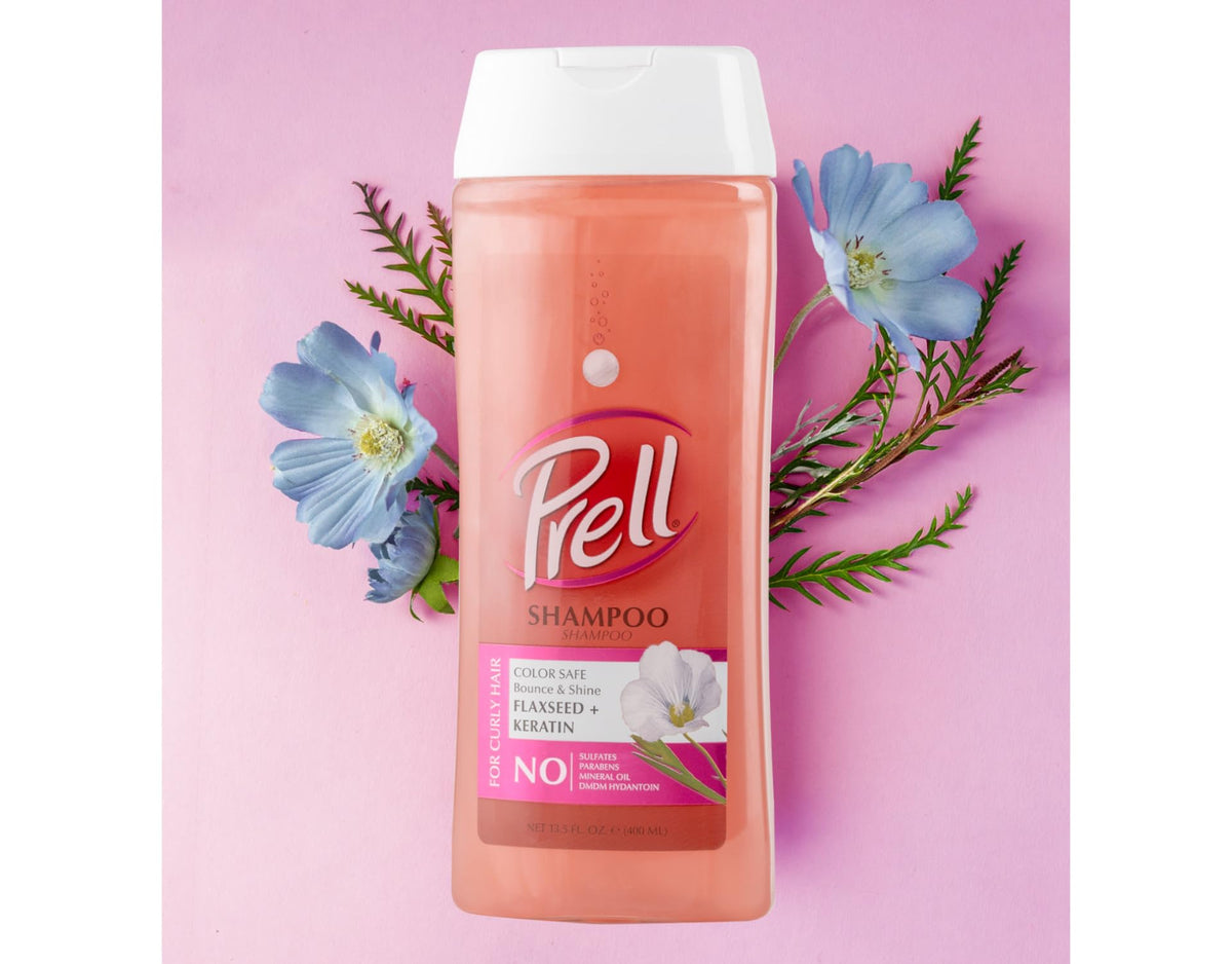 Prell Flaxseed + Keratin Color Safe Shampoo, Bounce & Shine for Curly Hair 13.5 fl.oz