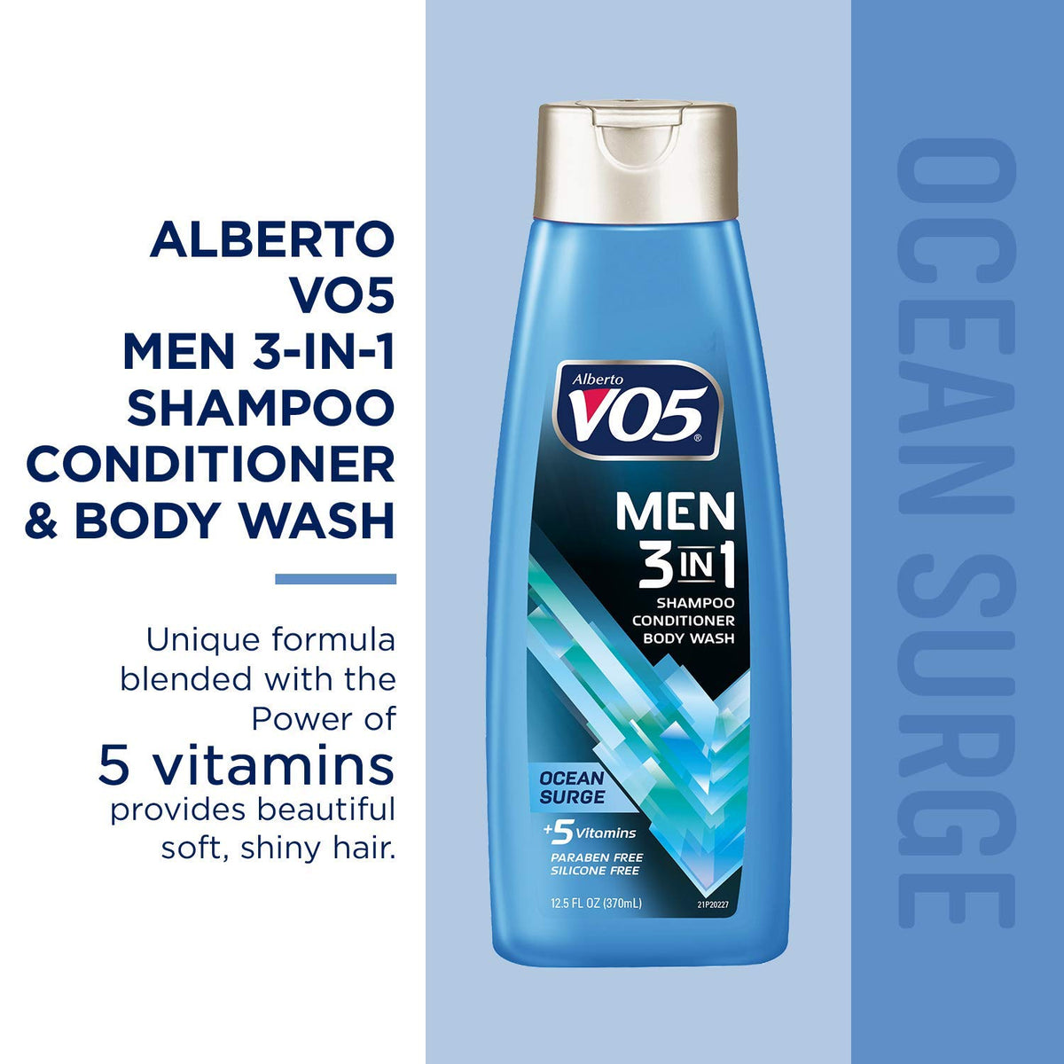 VO5 Mens 3-IN-1 Shampoo Conditioner and Body Wash - 12.5 Oz - Ocean Surge - 5 Essential Vitamins to Help Nourish and Hydrate Your Hair and Skin-