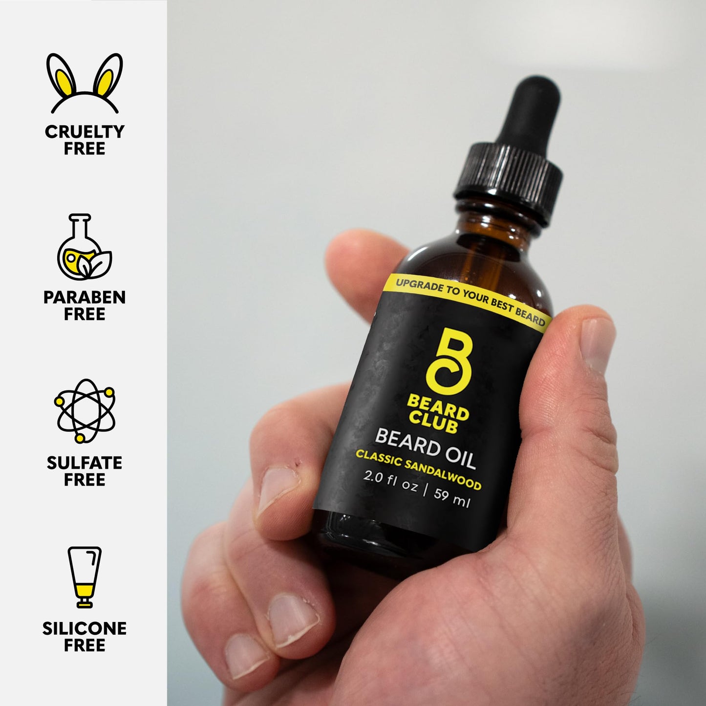 The Beard Club Beard Oil for Men - 2oz Classic Sandalwood Natural Beard Oil with Castor & Amber Oils - Beard & Mustache Conditioner - Hydrates Beauty and Personal Care The Beard Club