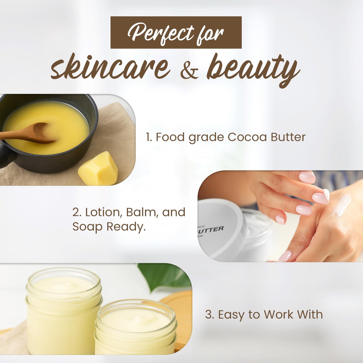 2 Lb Cocoa Butter: Pure, Raw, Unprocessed. Incredible Quality and Scent. Use for Lotion, Cream, Lip Balm, Oil, Stick, or Body Butter. NON-GMO By Beauty & Personal Care SAAQIN