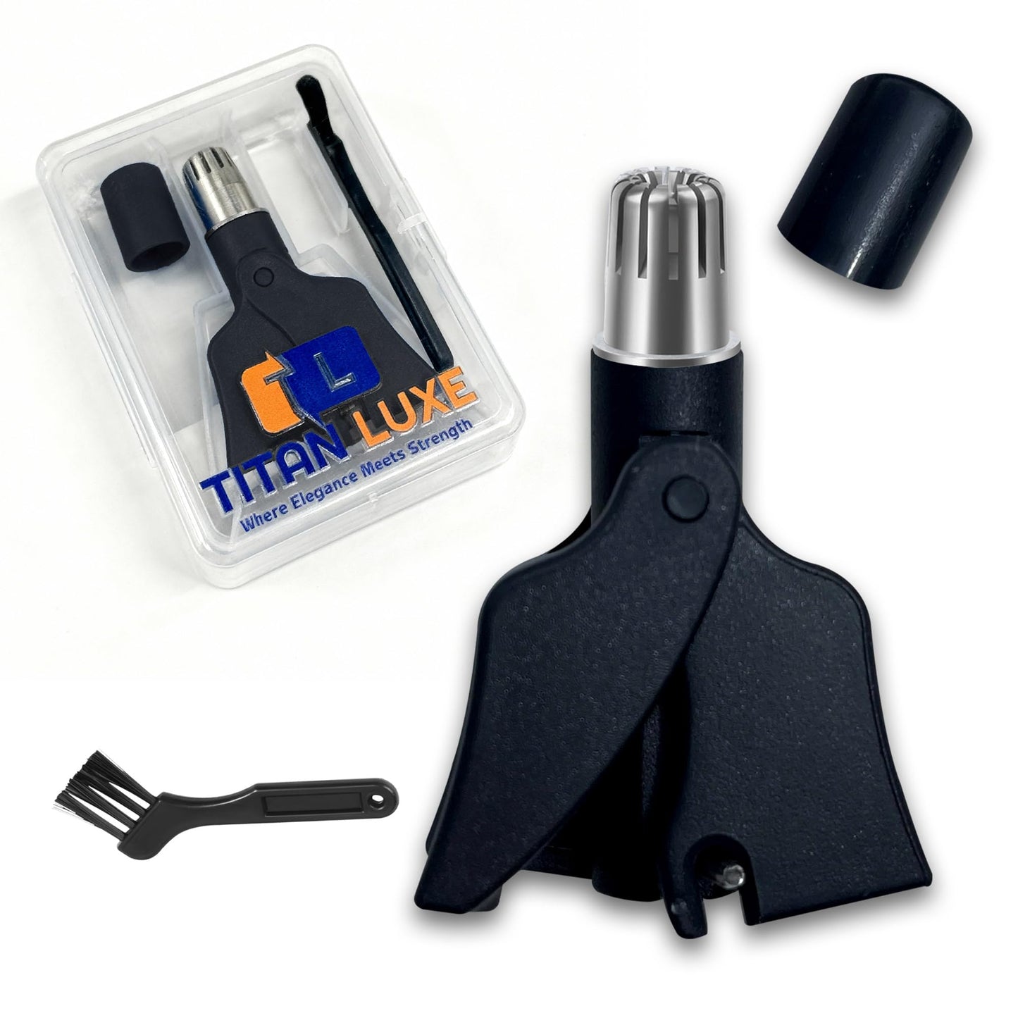 Titan Luxe Stainless Steel Hair Trimmer for Men and Women - Manual Nose and Ear Hair Trimmer - Nose Clippers, 360° Rotating Hair Trimmers - Washable Beauty and Personal Care Titan Luxe