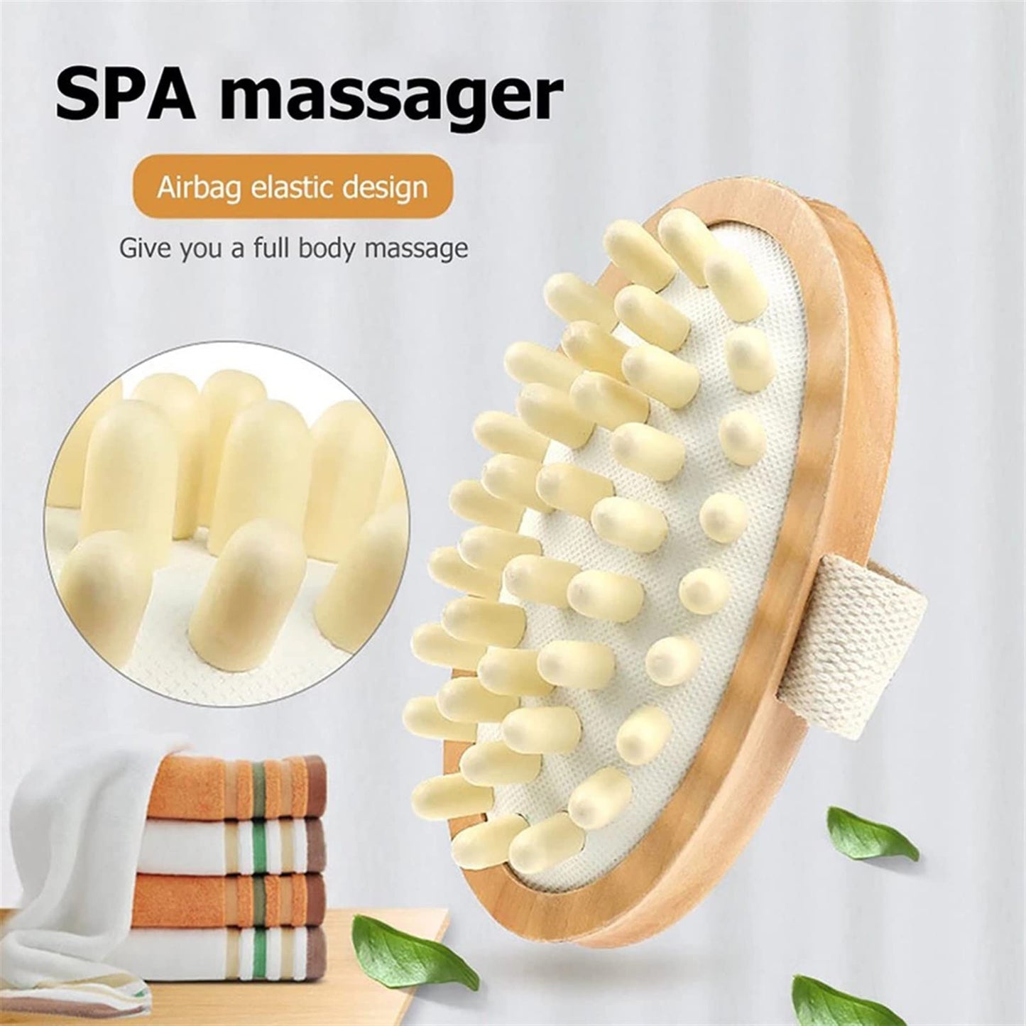 MOBYAT Body Anti Cellulite Brush Soothing Wooden Essential Oil Spa Air Cushion Massage Hair Comb Scalp Massage Brush Dead Skin Remover 1Pcs Beauty and Personal Care MObyat