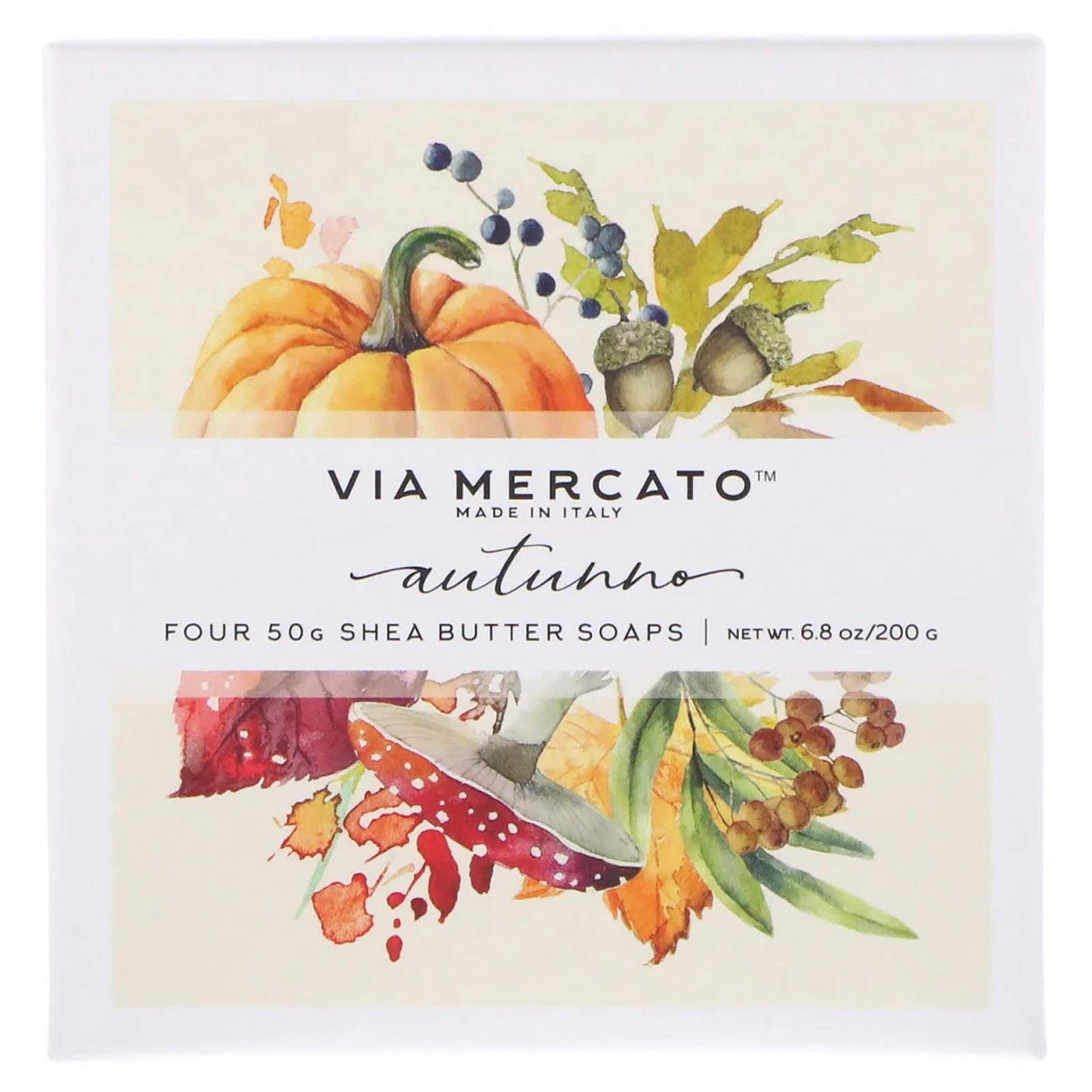 Via Mercato Natale Shea Butter Soap Boutique Luxury Gift Box (Set of 4, 50g Each) - Autunno Beauty & Personal Care Via Mercato