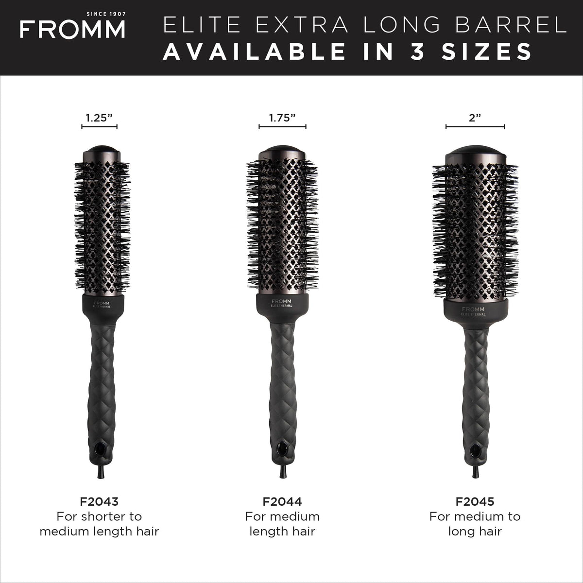 Fromm Elite Thermal Ceramic x Ionic 1.25" Round Brush for Expert Blowouts and Faster Hair Drying | Extended Barrel for Styling, Smoothing Beauty & Personal Care Fromm