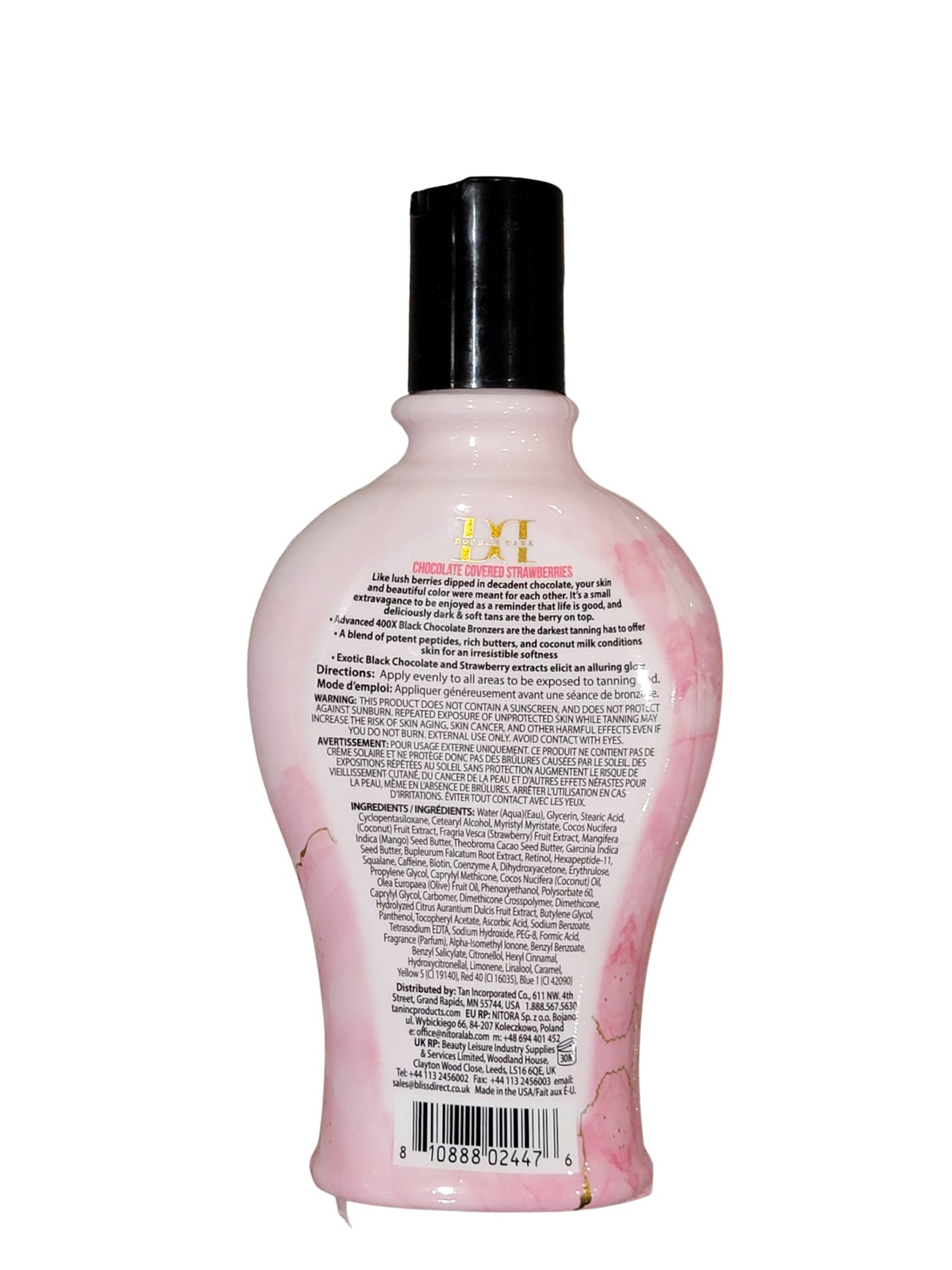 Double Dark Chocolate Covered Strawberries 400X Bronzing Lotion - Ultra-Rich Dark Tanning Formula with Skin Hydration & Firming, 7.5 oz Indoor Tan Beauty & Personal Care Brown Sugar