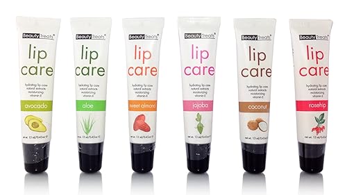 Beauty Treats Hydrating Lip Care with Natural Extracts and Moisturizing Vitamin E set of 6 Flavors Beauty & Personal Care Beauty Treats