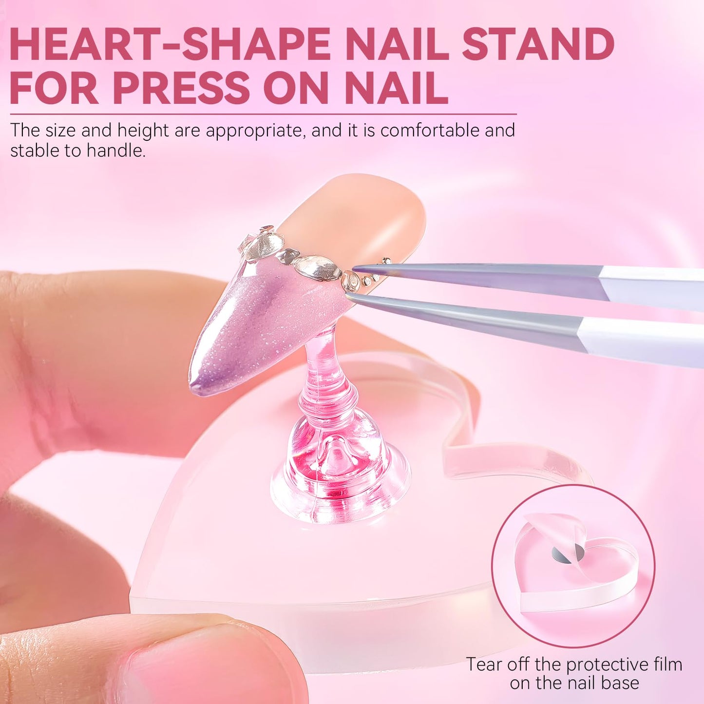 ESUOHYM Nail Stand For Press On Acrylic Strong Magnetic Nail Holder Kit For Painting Nails Tip Arts Display With 200PCS Double-Sided Tape And 1 Heart Beauty and Personal Care ESUOHYM
