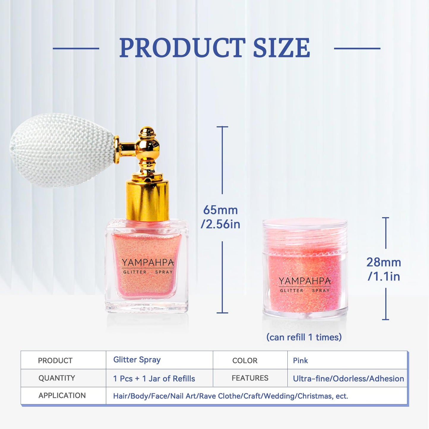 Body Glitter Spray, Pink Glitter Spray for Hair and Body, Include 1 Jar of Refills Beauty & Personal Care Yampahpa
