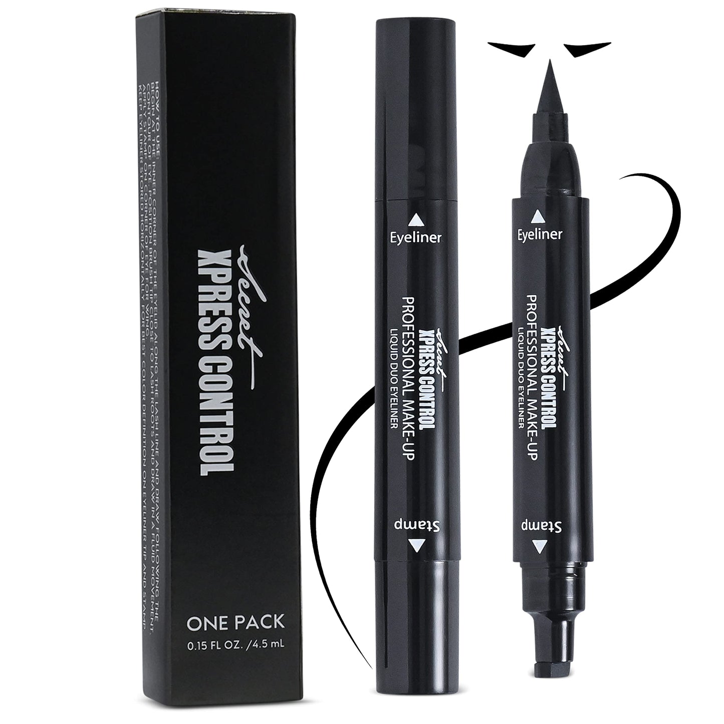 Secret Xpress Control Winged Eyeliner Stamp Waterproof Long Lasting Liquid Black Pen Cat Eye Matte Eye Makeup (Black - 1 Pack) Beauty & Personal Care Secret Xpress Control