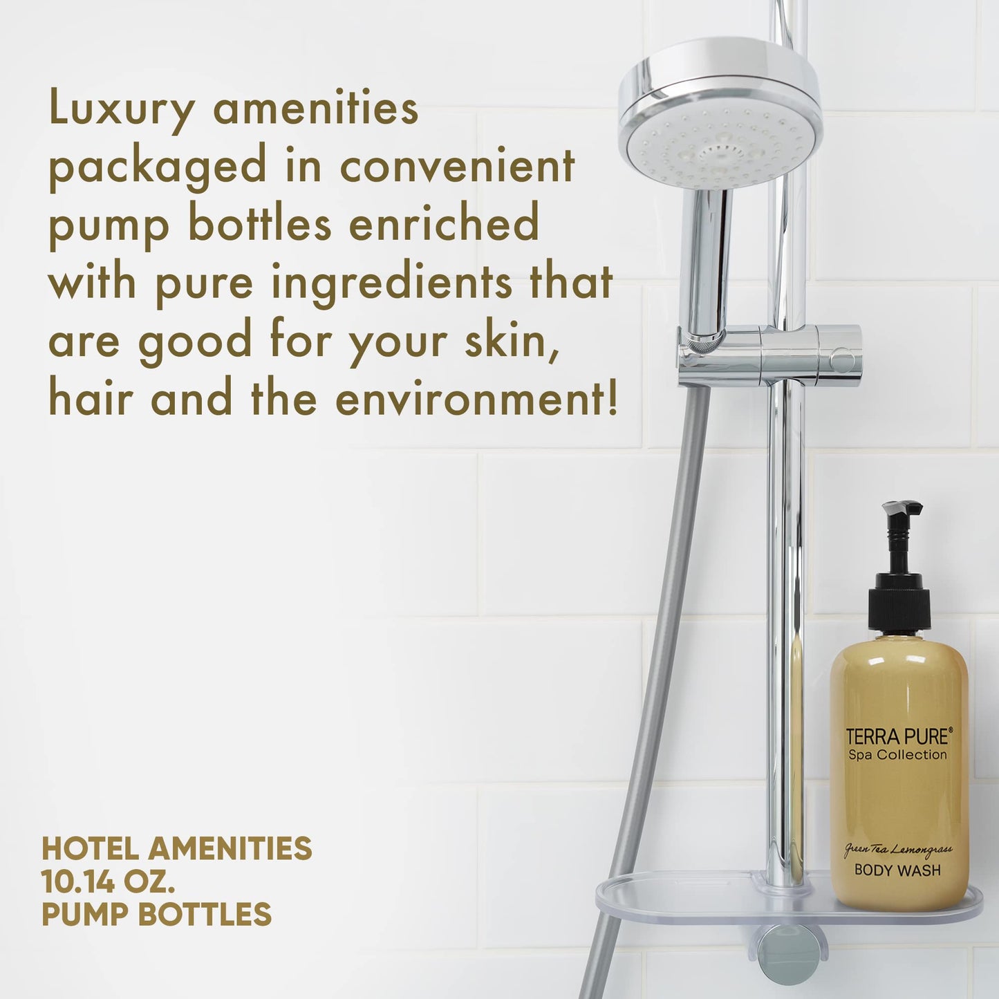 Terra Pure Body Wash | Spa Collection | Hotel Amenities in Pump Bottle | 10.14 oz. / 300 ml (Single Bottle) Beauty & Personal Care Terra Pure