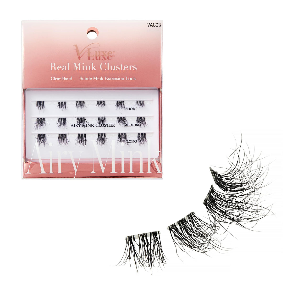 VLuxe Airy Mink Lash Cluster, 100% Real Mink False Eyelash Extension, Lightweight Clear Invisible Band for Natural Look, DIY Customizable Multi-Length