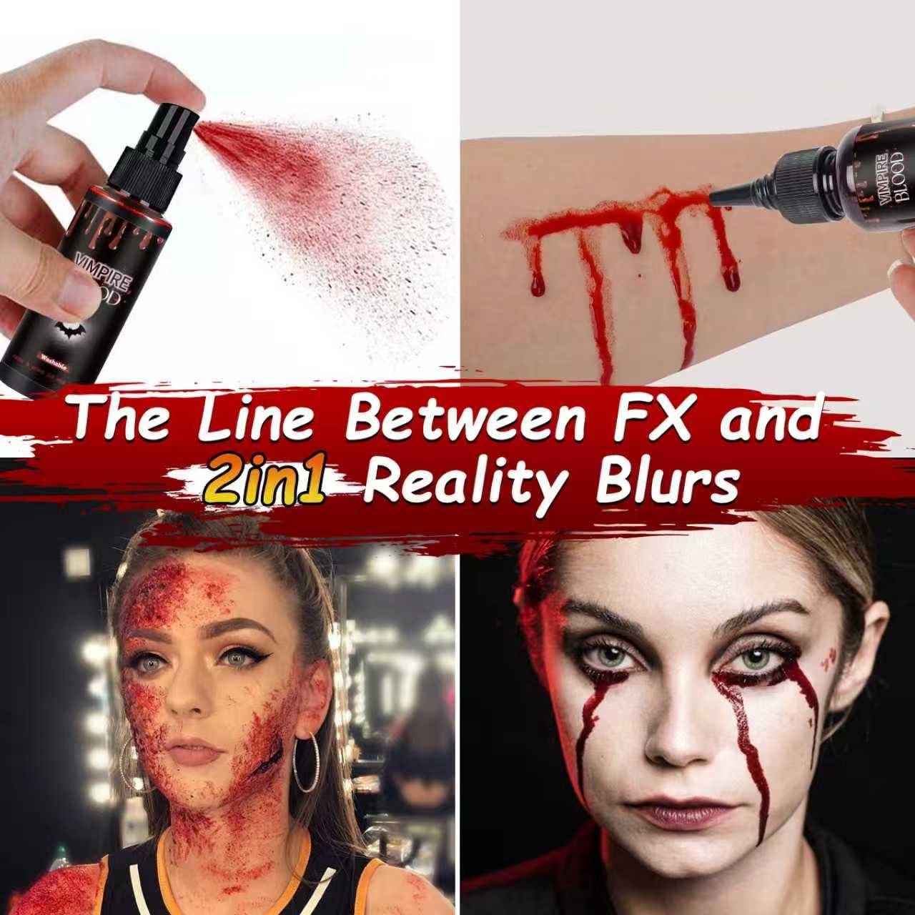 Halloween Fake Blood Spray, Washable Fake Blood Makeup Kit, Halloween Realistic Fake Blood, Perfect for Vampire Makeup, Clown & Sfx & Cosplay & Zombie Beauty & Personal Care VPCRT6