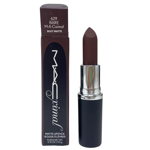 MAC Cosmetics Macximal Silky Matte Lipstick - 629 Bare - (Deep rich chocolate brown) 0.12 oz / 3.35g Beauty & Personal Care MAC
