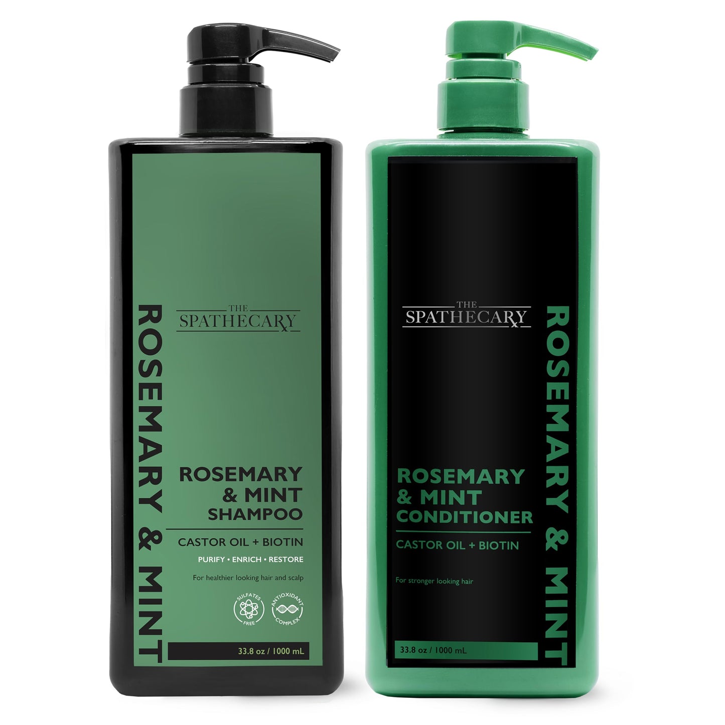 THE SPATHECARY Rosemary & Mint Shampoo & Conditioner Set - Refreshing Duo with Castor Oil & Biotin for Thinning Dry Damaged Hair, Smoothness Shine Beauty & Personal Care THE SPATHECARY