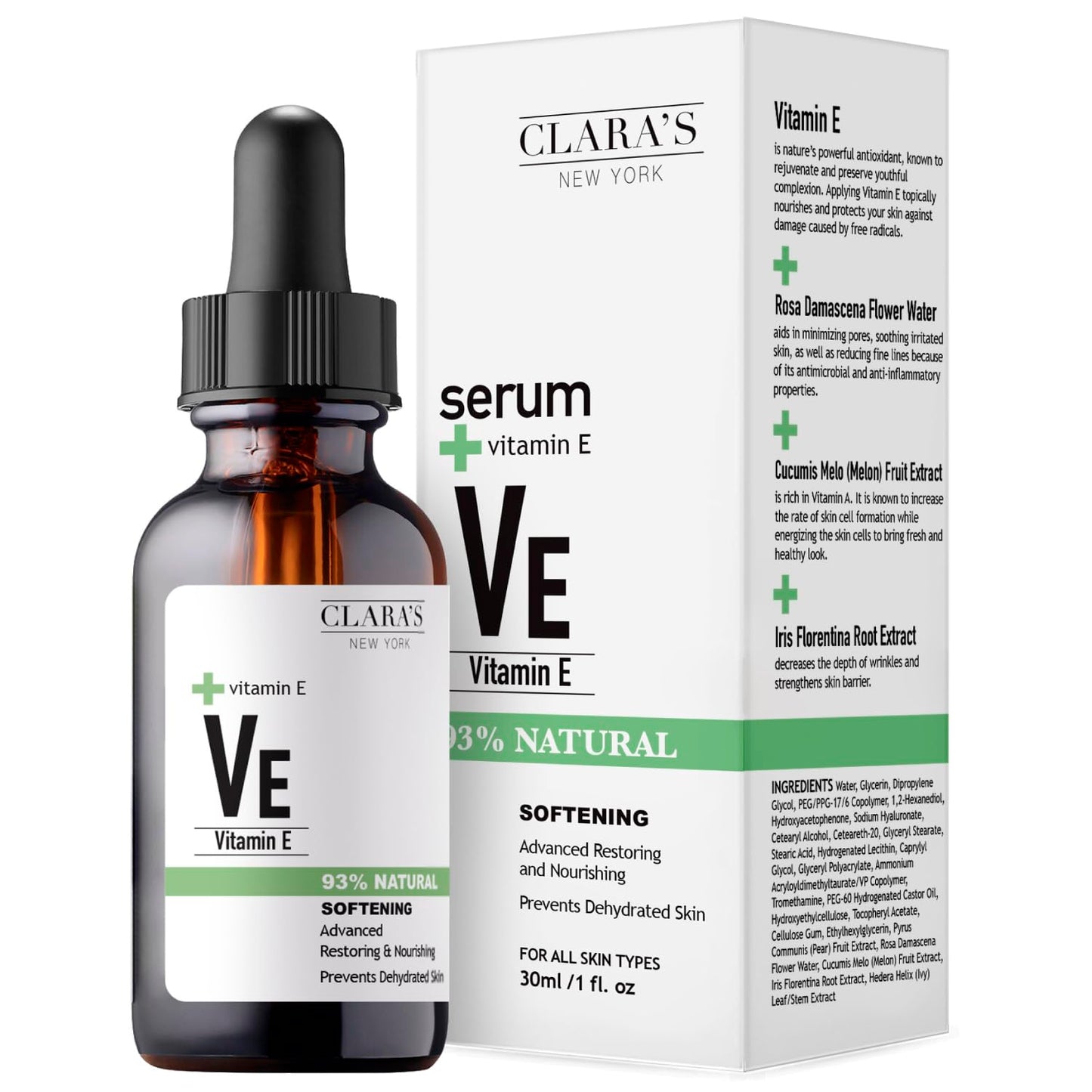 CLARA'S NEW YORK | Softening Vitamin E Facial Serum | Protecting Skin Barrier, Smoothing, Restoring and Nourishing | Non-greasy, Lightweight Formular Beauty & Personal Care CLARA'S NEW YORK