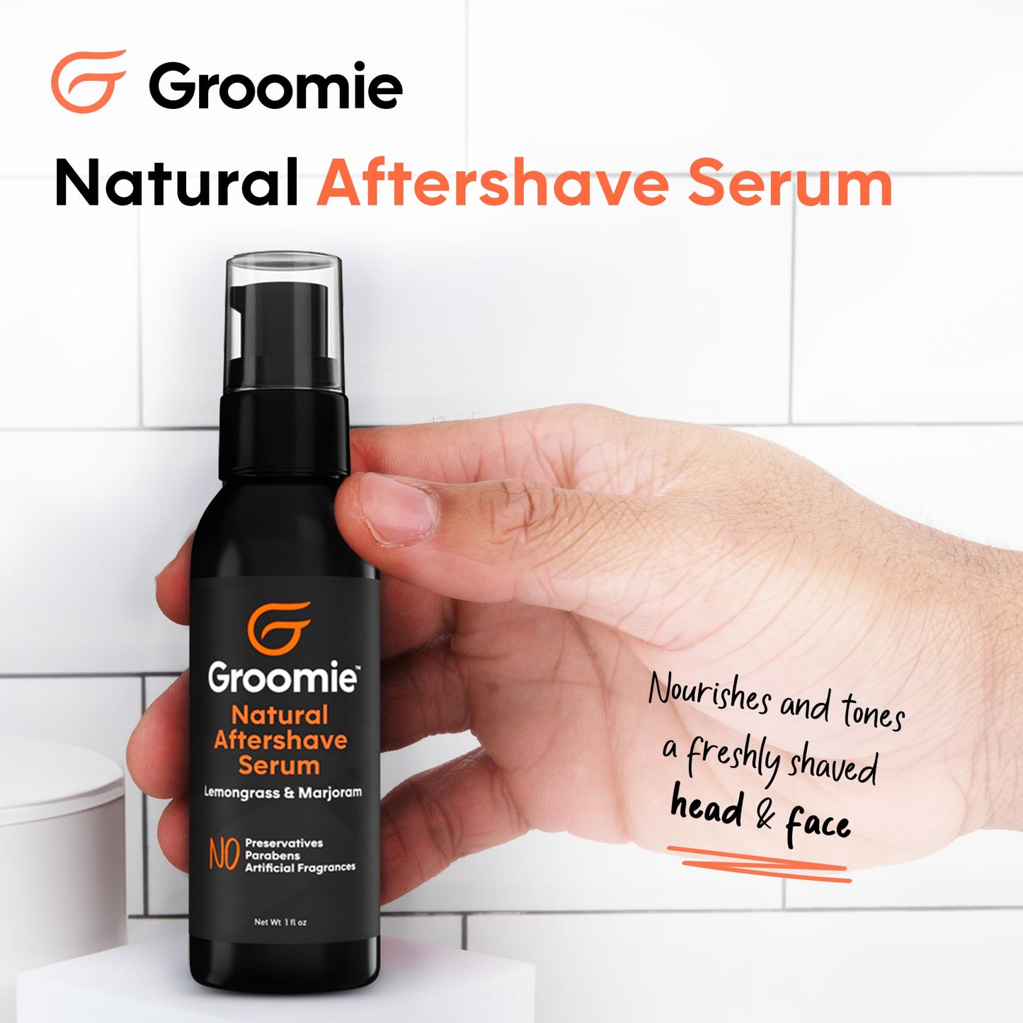 Groomie Natural Aftershave Serum for Bald Men - Mens Skin Care and After Shave for Head, Neck, Face & Chin - Soothing Balm to Tend Skin and Prevent Beauty and Personal Care Groomie