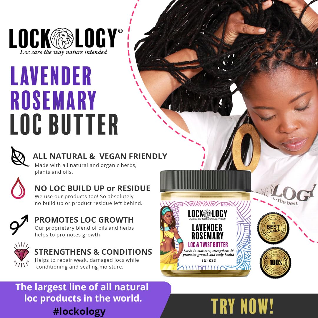 Loc Retwist Butter & Dread Wax for Growth - Lavender Rosemary All Natural NO Build Up Loc Products by Lockology Beauty & Personal Care Lockology