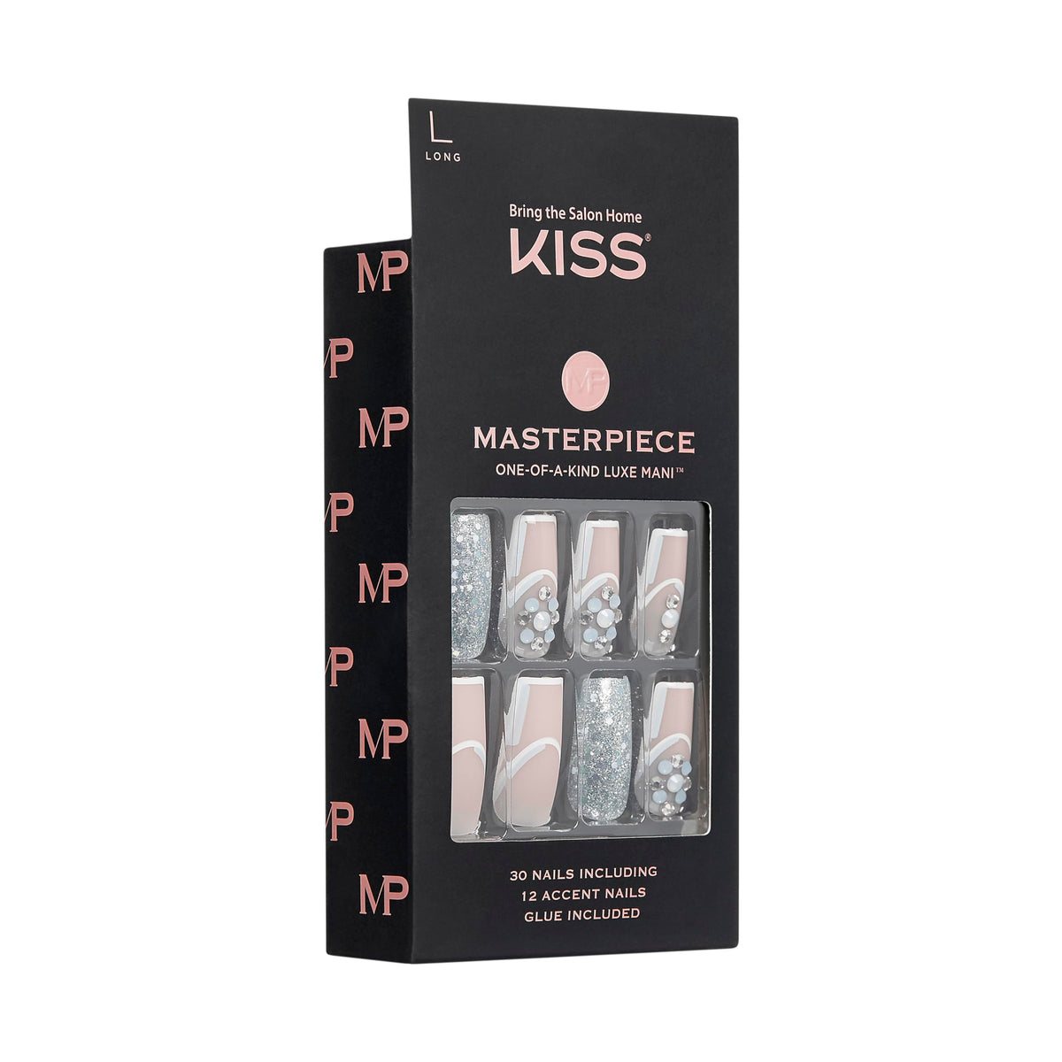 KISS Masterpiece One-Of-A-Kind Luxe Manicure - Long, Square - Members Only, Waterproof, Durable, Flexible, No Damage, Trendy & Intricate Nail Art From