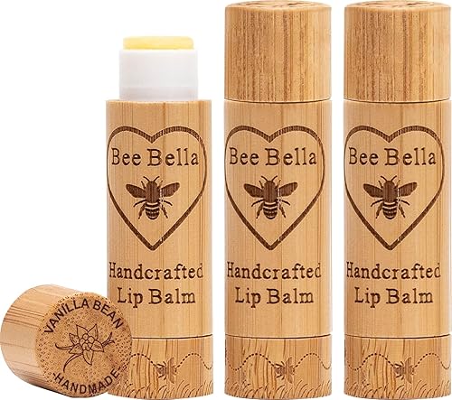 Bee Bella Lip Balm, Vanilla Bean, 3 Pack, Moisturizing Lip Care, 100% Natural, Original Organic Beeswax with Vitamin E, Handmade in USA Beauty & Personal Care BEE BELLA