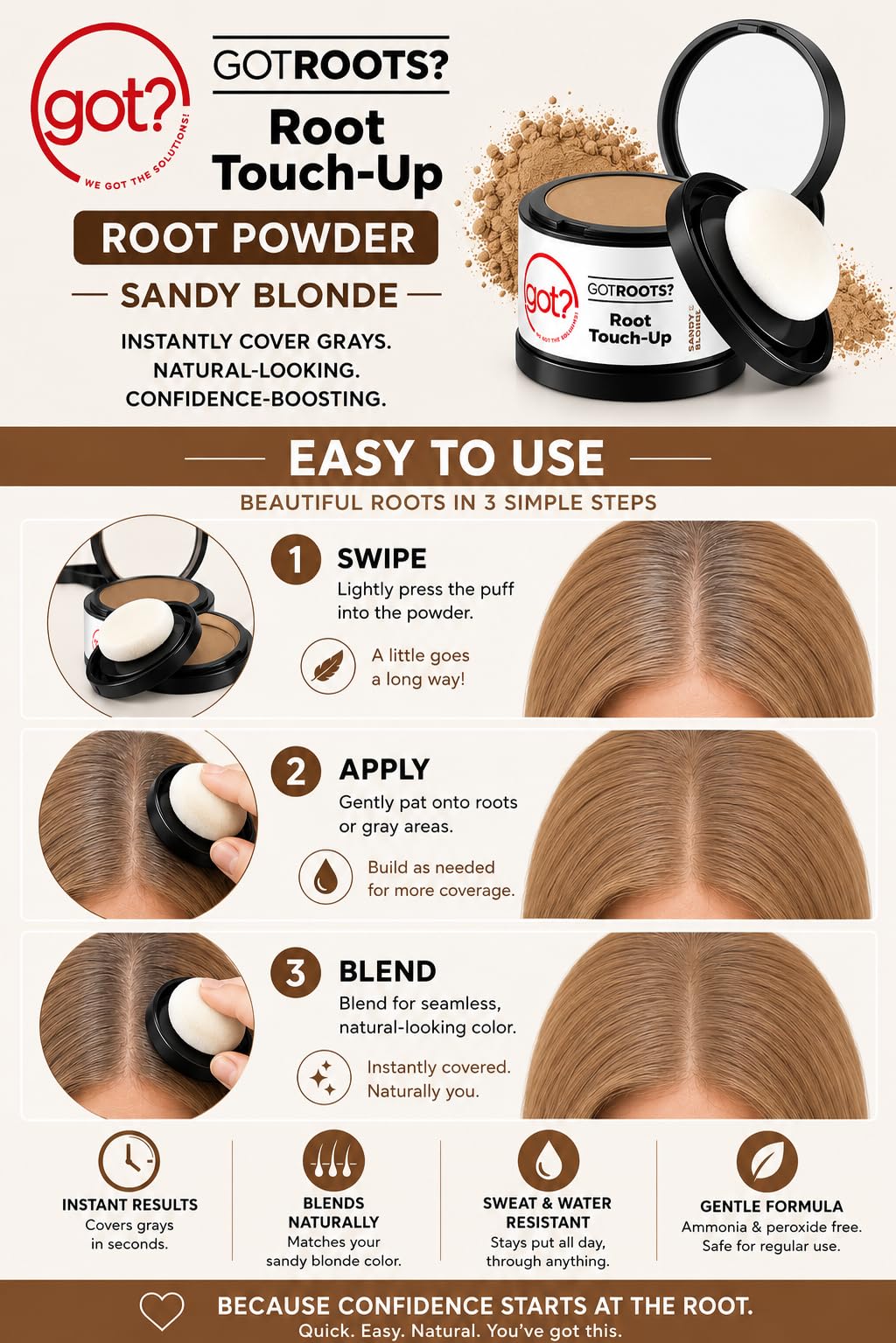Sandy Blonde Root Cover Up Powder - Instant Gray Root Touch Up & Hairline Powder for Sandy Blonde Hair - Works on Thinning Spots & Eyebrows - 0.14 Oz Beauty & Personal Care got? WE GOT THE SOLUTIONS!