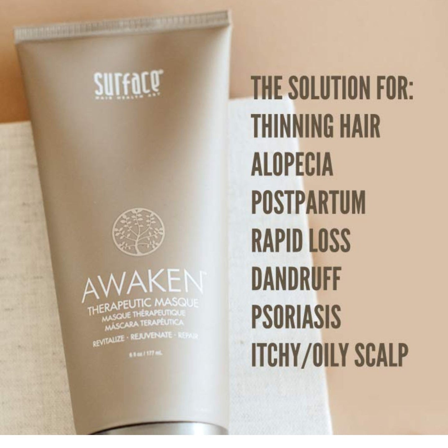 SURFACE Hair Awaken Therapeutic Masque, Scalp And Hair Rejuvenating Mask for Thinning Hair, 6 Oz. Beauty & Personal Care SURFACE