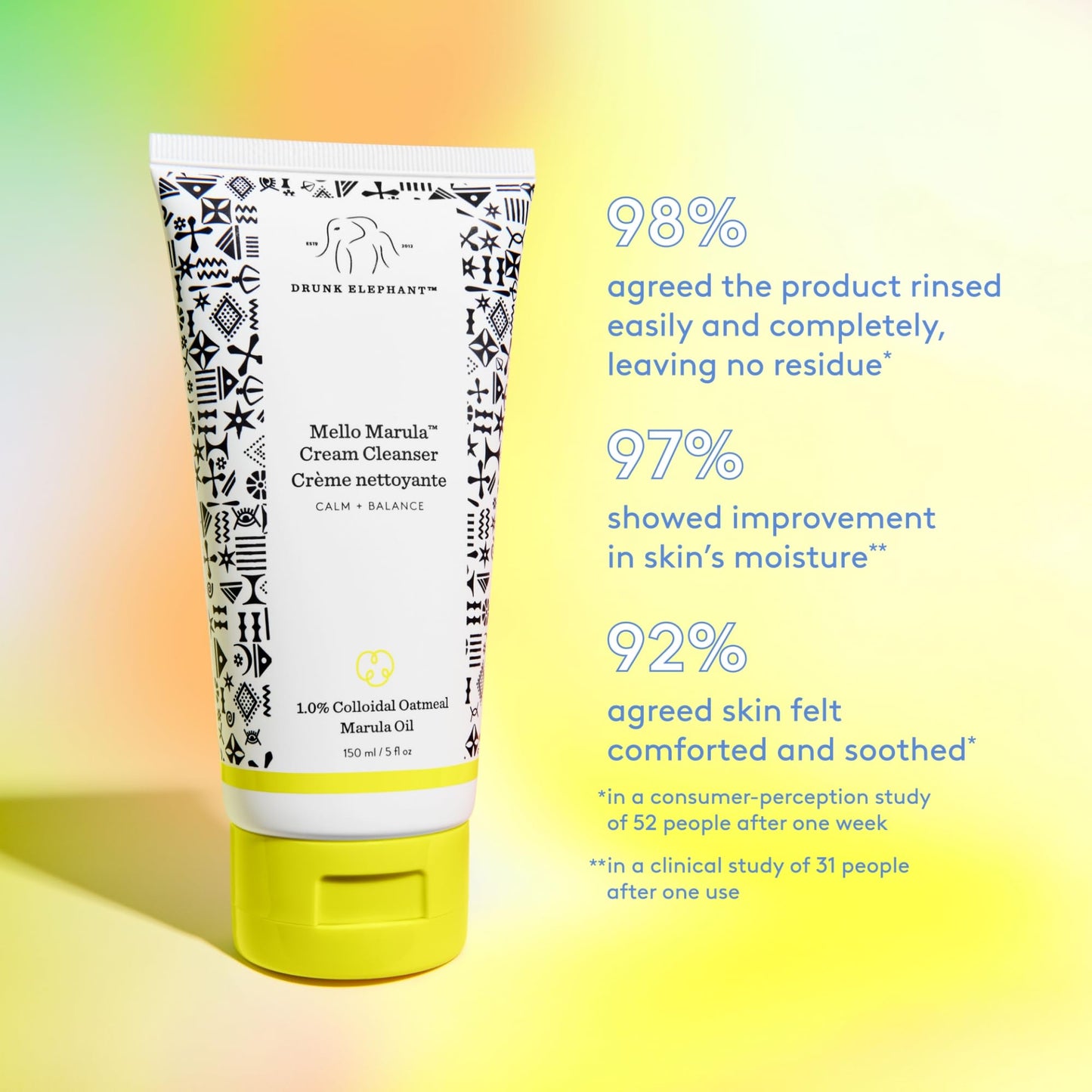 Drunk Elephant Mello Marula Cream Cleanser - 150 ml/5 fl oz - Calming Face Wash - Clean Clinical Skincare - Cruelty-Free - Dermatologist-Tested - Free Beauty & Personal Care Drunk Elephant