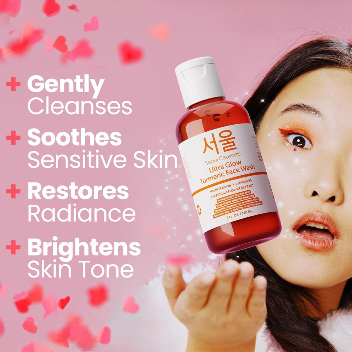 SeoulCeuticals Korean Turmeric Face Wash Cleanser - Vegan Cruelty Free Korean Skincare Facial Cleanser - K Beauty Skin Care for Dry Sensitive Skin 4oz Beauty & Personal Care SeoulCeuticals