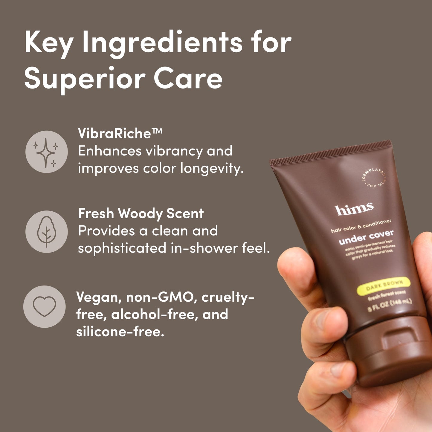 hims Under Cover Hair Color & Conditioner - With Argan Oil - Semi-Permanent In-Shower Hair Dye - Blends Grays Naturally - Sulfate-Free & Cruelty-Free Beauty & Personal Care HIMS & HERS