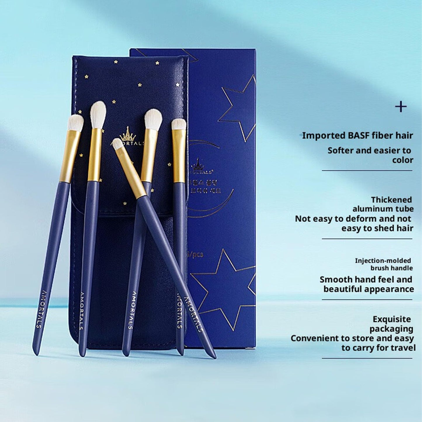 5-Piece Professional Eye Makeup Brush Set Ideal for Concealer, Eyebrow Makeup, And Eyeliner Application Features Soft Bristles and Injection-Molded Beauty & Personal Care SSyntillate