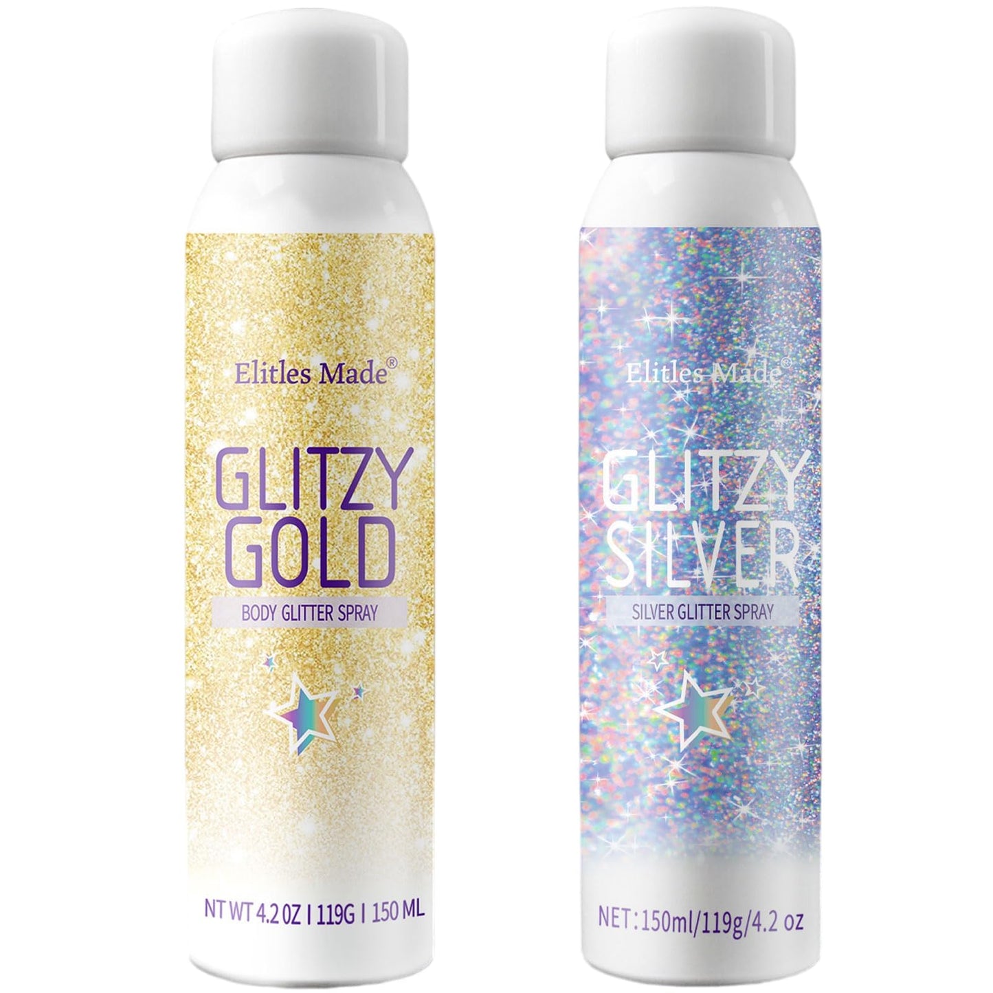 Elitles Made Hair Glitter, 2PCS Body Glitter Spray Glitter Hairspray for Kids Women, Long-Lasting Quick-Drying Holographic Glitter Spray for Hair Beauty & Personal Care Elitles Made