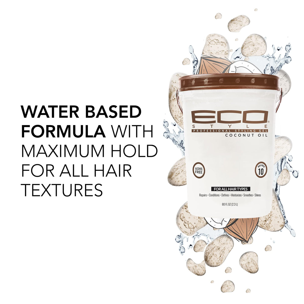 Eco Style Coconut Oil Styling Gel - Adds Luster and Moisturizes Hair - Weightless Styling and Superior Hold - Prevents Breakage and Split Ends Beauty & Personal Care Eco Style