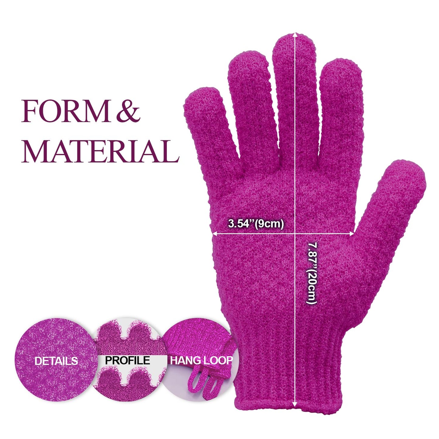 Evridwear Exfoliating Dual Texture Bath Gloves for Shower, Spa, Massage and Body Scrubs, Dead Skin Cell Remover, Gloves with Hanging Loop (1 Pair Beauty and Personal Care Evridwear