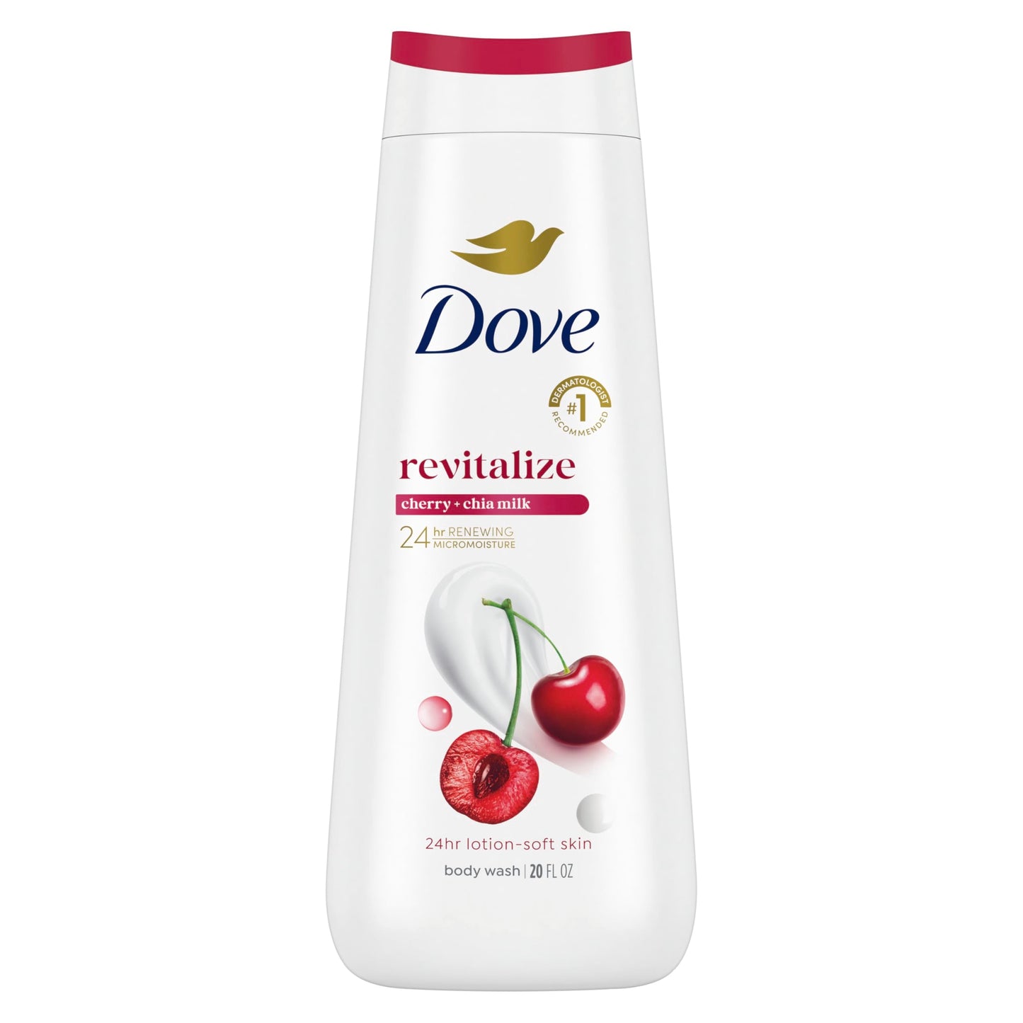 Dove Body Wash Revitalize Cherry and Chia Milk For 24hr Lotion-Soft Skin Moisturizing Skin Cleanser with No Sulfates No Parabens 20 oz Beauty & Personal Care Dove