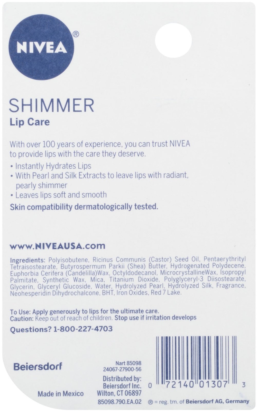 NIVEA Shimmer Lip Care, Moisturizing Lip Balm Stick with Shea Butter and Jojoba Oil, 0.17 Oz Beauty & Personal Care NIVEA