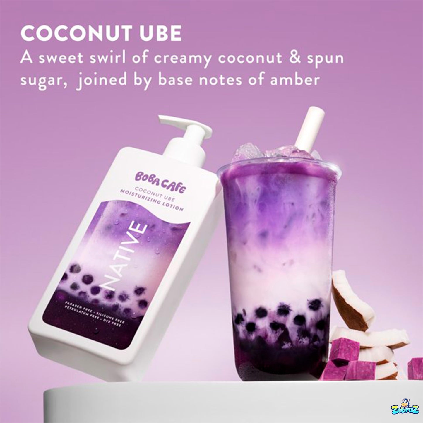 Native Moisturizing Body Lotion, Limited Edition Coconut Ube, Silicone Free for Women and Men, Boba Café, 16.5 oz - Pack Of 02 Beauty & Personal Care Native