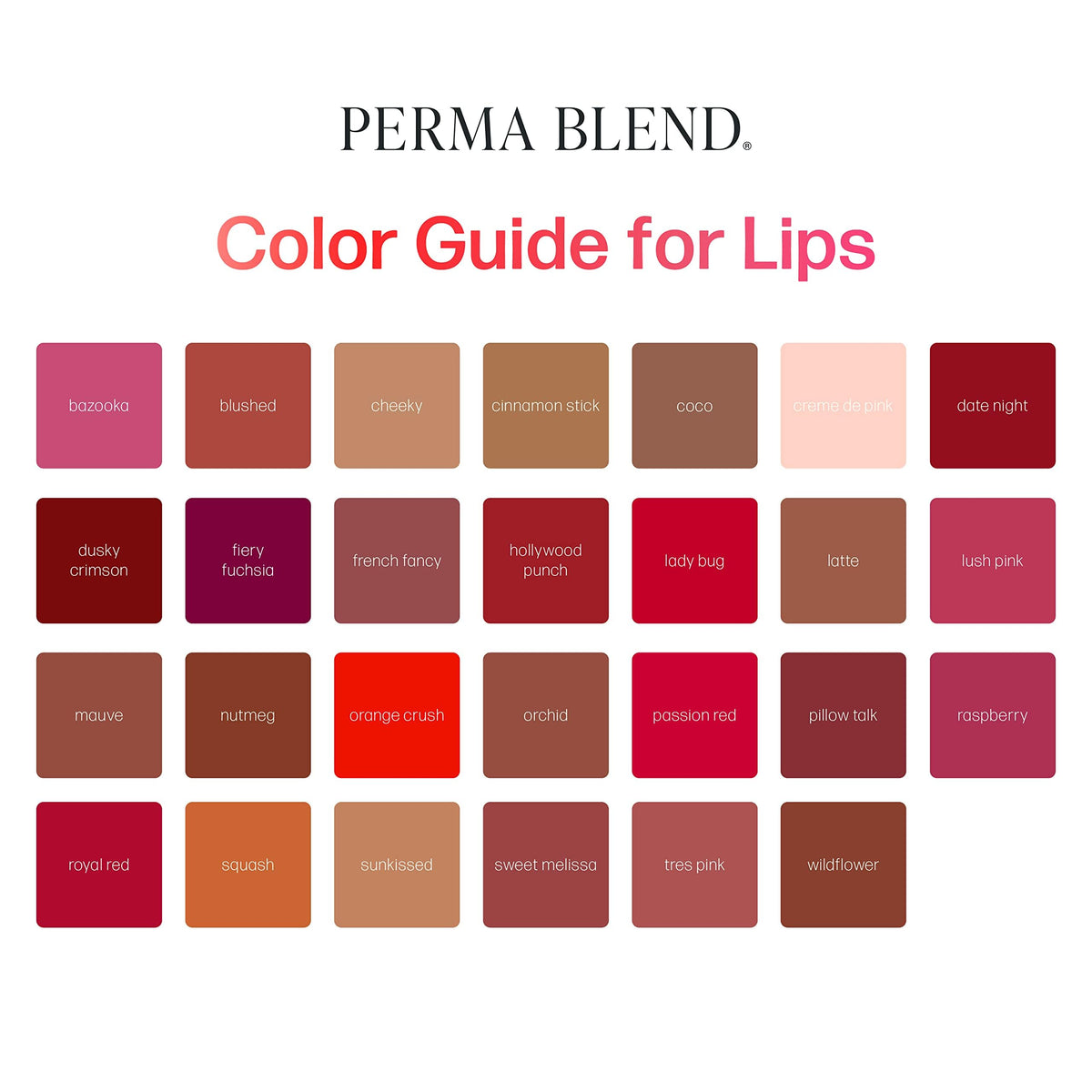 Perma Blend Sweet Lip Set of 6 Pink and Red 0.5 oz Each